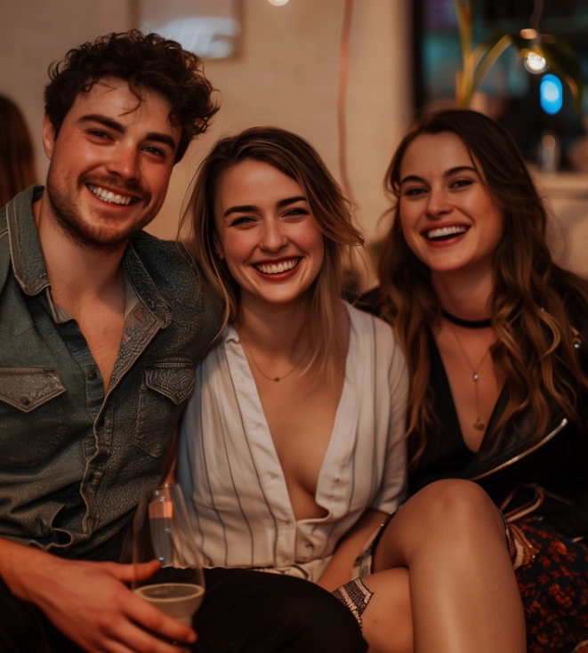 poly couple at a party